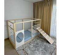 HOMEforDREAMS Letto da ginnastica per bambini dai 4 anni in su: letto 2 in 1 ispirato Montessori in colore semi-bianco, senza bordo interno (bordo caricatore, 190 x 120 cm)