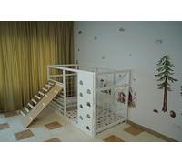 HOMEforDREAMS Letto da ginnastica per bambini dai 4 anni: letto 2 in 1 ispirato Montessori in colore bianco, senza tavola interna (Rock + Step Boards, 200 x 90 cm)