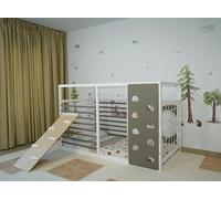 HOMEforDREAMS Letto da ginnastica per bambini dai 4 anni: letto 2 in 1 ispirato Montessori nei colori bianco e grigio, senza tavola interna (Rock Board, 160 x 90 cm)