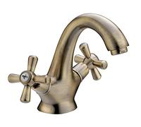 Rubinetto Miscelatore per lavabo Bronzo manopole a croce serie sofia da bagno