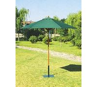 Ombrellone tondo in legno e top verde in poliestere Ø 250 cm da giardino esterno