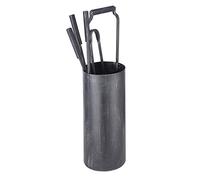 Teporus Attrezzi per Camino Set 4 Accessori in Ferro Anticato 16 cm Altezza 58 cm - FT29EB Secchiello