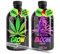 HOMEGROW24 Cannabis Fertilizer Duo - Fertilizzante liquido NPK per piante da interno, esterno e autofiorenti e kit di coltivazione adatto alla canapa (2x250ml)