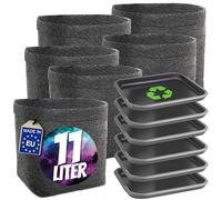 HOMEGROW24 Set di 6 vasi con sottovasi, vasi quadrati in feltro da 11 L ciascuno, vasi in tessuto per la coltivazione e l'allevamento di piante di cannabis, accessori per la coltivazione