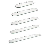 HomeHeng Mensola da Bagno in Vetro Temperato Con 8mm di Spessore e Staffe in Cromatura in Ottone, 60 x 12CM Bordo Ovale Curvo Mensola Bagno Vetro, E3308-60HC