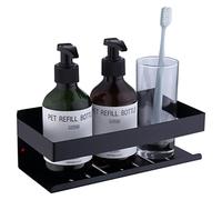 HomeHeng Mensola da doccia autoadesiva senza fori, montaggio a parete, 23 cm, in acciaio inox SUS304, organizer per doccia, finitura nera opaca, H91107-23MB