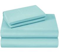 HOMEIDEAS 4 Pezzi Lenzuola Set, Extra Morbido Tessuto Microfibra Spazzolato Lenzuola, Rughe & Fade Free - Lenzuolo Piatto, Lenzuolo Fitted con 2 federe (Super King, Aqua Blue)