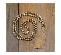 Homeilteds 108 Collana Mala Handmade 8mm Collana in Pietra Naturale in Pietra Naturale con Nappa Yoga Meditation Collana Regali Donne Gioielli Fashion (Color : Brown)