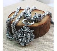 Homeilteds Collana in Acciaio Inox da Uomo Collana Collana Ciondolo Nordico Amuleto Etnico Gioielli Etnici Gifts (Length : 80cm, Metal Color : with Odin Pendant 1)
