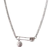 Homeilteds Collana in Argento Sterling Collana da Donna Tendenza Punk Vintage Semplice Pin Massi Gioielli Handmade Regali Fashion (Gem Color : 925 Silver Necklace)