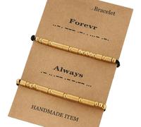 HomeJoySet 1 Paio di Braccialetti di Coppia con Codice Morse, Design in Corda di Acciaio Inossidabile, Gioielli Unici da Indossare Ogni Giorno E in Varie Occasioni(Gold)