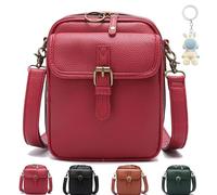 HomeJoySet Borsa A Tracolla In Pelle - Antifurto, Tracolla Regolabile, Scomparti For Carte - Stile Vintage For Uomo E Donna(Red)