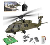 HomeJoySet Elicottero RC For Adulti, Modello Black Hawk Flybarless 2.4G 4CH, Giroscopio A 6 Assi Con Mantenimento Dell'altitudine, Supporto Espositivo E Protezioni For Il Grembiule, Versione A 2 Batte