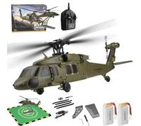 HomeJoySet Elicottero RC For Adulti, Modello Black Hawk Flybarless 2.4G 4CH, Giroscopio A 6 Assi Con Mantenimento Dell'altitudine, Supporto Espositivo E Protezioni For Il Grembiule, Versione A 2 Batte