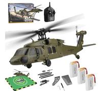 HomeJoySet Elicottero RC For Adulti, Modello Black Hawk Flybarless 2.4G 4CH, Giroscopio A 6 Assi Con Mantenimento Dell'altitudine, Supporto Espositivo E Protezioni For Il Grembiule, Versione A 2 Batte