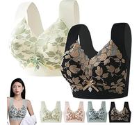 HomeJoySet Reggiseni Estivi Senza Ferretto for Donne Mature, Versatili E Comodi con Dettagli in Pizzo(Black+Green,L)
