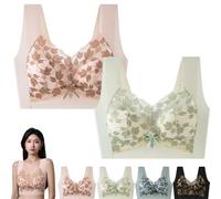 HomeJoySet Reggiseni Estivi Senza Ferretto for Donne Mature, Versatili E Comodi con Dettagli in Pizzo(Pink+Green,3X-Large)