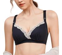 HomeJoySet Reggiseni for L'Allattamento, Ultra Comodi for La maternità, Reggiseno da Notte in Cotone con Parte Superiore Leggermente Imbottita(Black,L)