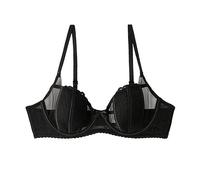 HomeJoySet Reggiseno Balconcino Sexy in Pizzo Luccicante da Donna, Senza Fodera, 1/2 Tazza, Bralette Semi Trasparente Senza Ferretto(Sexy Black,38C)