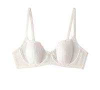 HomeJoySet Reggiseno Balconcino Sexy in Pizzo Luccicante da Donna, Senza Fodera, 1/2 Tazza, Bralette Semi Trasparente Senza Ferretto(Milk White,32B)