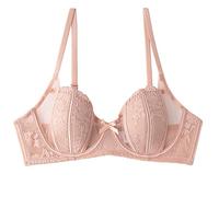 HomeJoySet Reggiseno Balconcino Sexy in Pizzo Luccicante da Donna, Senza Fodera, 1/2 Tazza, Bralette Semi Trasparente Senza Ferretto(Rose Pink,38C)