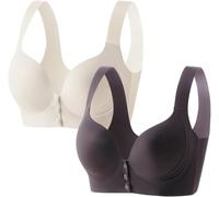 HomeJoySet Reggiseno con Chiusura Frontale A Bottone for Donna, Comodi Reggiseni con Chiusura Frontale E Spalline Regolabili(2pcs-1,5X-Large)