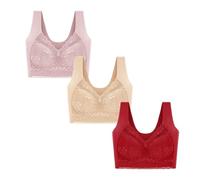 HomeJoySet Reggiseno Push-up Senza Cuciture da Donna, Senza Ferretto, con Design in Pizzo E Splendido Supporto for La Schiena(3 PCS C,L)