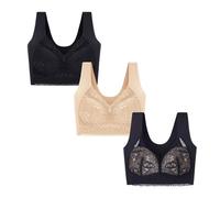 HomeJoySet Reggiseno Push-up Senza Cuciture da Donna, Senza Ferretto, con Design in Pizzo E Splendido Supporto for La Schiena(3 PCS D,M)