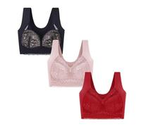 HomeJoySet Reggiseno Push-up Senza Cuciture da Donna, Senza Ferretto, con Design in Pizzo E Splendido Supporto for La Schiena(3 PCS F,4X-Large)