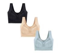 HomeJoySet Reggiseno Push-up Senza Cuciture da Donna, Senza Ferretto, con Design in Pizzo E Splendido Supporto for La Schiena(3 PCS a,3X-Large)