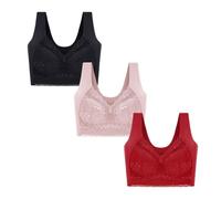 HomeJoySet Reggiseno Push-up Senza Cuciture da Donna, Senza Ferretto, con Design in Pizzo E Splendido Supporto for La Schiena(3 PCS E,XL)