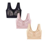 HomeJoySet Reggiseno Push-up Senza Cuciture da Donna, Senza Ferretto, con Design in Pizzo E Splendido Supporto for La Schiena(3 PCS G,M)