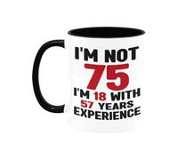 HomeJoySet Tazza For Il 50° Compleanno, 11 Oz, Tazza Da Caffè Vintage Del 1975, Regalo Divertente For Donne, Uomini, Mogli, Mariti, Mamme E Papà.(75th Birthday,Black/White-11 oz)