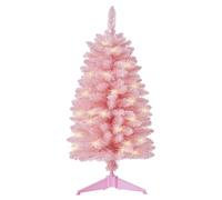 HomeKaren Albero di Natale artificiale pre-illuminato, 90 cm, alimentato a batteria, da scrivania, con 50 LED e 160 rami, mini decorazione per interni ed esterni