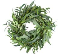 HomeKaren Ghirlanda di ulivo per porta d'ingresso, 55,9 cm, per tutte le stagioni, con foglie di ulivo, decorazione per la casa, per esterni, soggiorno, interni, pareti ed esterni, estate, per tutte