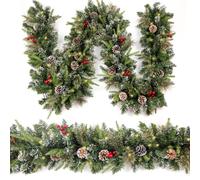 HomeKaren Ghirlanda natalizia con 50 luci, 2,7 m, colore: rosso bacca e pignone