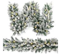 HomeKaren Ghirlanda natalizia da 2,9 m x 30,5 cm, con 50 luci LED, stile verde lussureggiante e classico, per interni ed esterni, decorazione per la casa