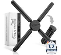 HomeKitchen® Sottopentola in silicone resistente al calore, Sottobicchiere pieghevole per pentole e padelle, sottobicchiere in silicone nero + deliziose ricette gratis
