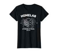 Homelab Il Mio Server Le Mie Regole IT Sysadmin Network Maglietta con Stampa Grafica Economica, Donna, Nero, L
