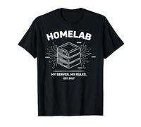 Homelab Il Mio Server Le Mie Regole IT Sysadmin Network Maglietta con Stampa Grafica Economica, Uomo, Nero, L