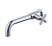 HomeLava Rubinetto Bagno a Muro Rubinetto Lavabo Bagno Rubinetto da Parete per Bagno con Erogatore Lunghezza 240 mm in Ottone con Impugnatura a Croce Cromato