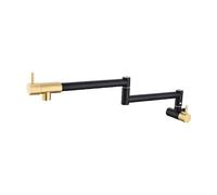 Homelava Rubinetto da Cucina a Muro Riempitore per Pentole, Nero + Oro, Rubinetto Pieghevole Freddo a Parete in Acciaio Inossidabile 304, Girevole 360°, Doppie maniglie