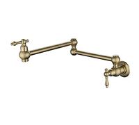 HomeLava Rubinetto da cucina a parete riempitore per pentole, Rubinetto a muro in ottone, 360° Girevole Rubinetto pieghevole estensibile doppio snodo, 2 Maniglie