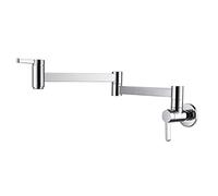 HomeLava Rubinetto da cucina a parete, Rubinetto riempitore per pentola, Rubinetto a muro in ottone, Pieghevole, Allungabile, Doppio snodo, 2 maniglie (cromato)