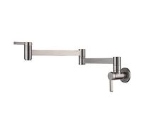 HomeLava Rubinetto da cucina a parete, Rubinetto riempitore per pentola, Rubinetto a muro in ottone, Pieghevole, Allungabile, Doppio snodo, 2 maniglie (nichel spazzolato)