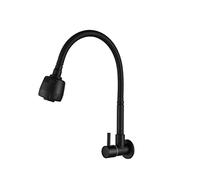 Homelava Rubinetto da cucina flessibile Rubinetto per montaggio a parete per acqua fredda Spruzzatore a 2 funzioni Rotazione a 360 ° Rubinetto per lavello spazzolato Acciaio inossidabile 304 Nero