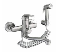 HomeLava Rubinetto da parete per cucina, da parete, con pistola a spruzzo e 2 tipi di getto d'acqua girevole a 360°, in acciaio inox spazzolato(Nichel lucido)