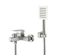 HomeLava Rubinetto per vasca da bagno con doccetta, montaggio a parete, miscelatore per vasca da bagno con interruttore girevole, in acciaio inox spazzolato