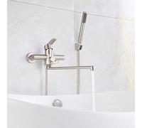 HomeLava Rubinetto per Vasca da Bagno Rubinetto Vasca a Parete Miscelatore Vasca da Bagno Bocca Lunga 35 cm con Valvola di Commutazione Rubinetto Doccia Monocomando Bagno in Acciaio Inox Spazzolato