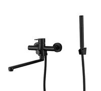 HomeLava Rubinetto Vasca Bagno Rubinetti per Lavandini Bagno Miscelatore con Doccetta Doccia Sistema Doccia a Parete da 1,5 m Vasca da Bagno Rubinetto （Nero, beccuccio rubinetto 35 cm）